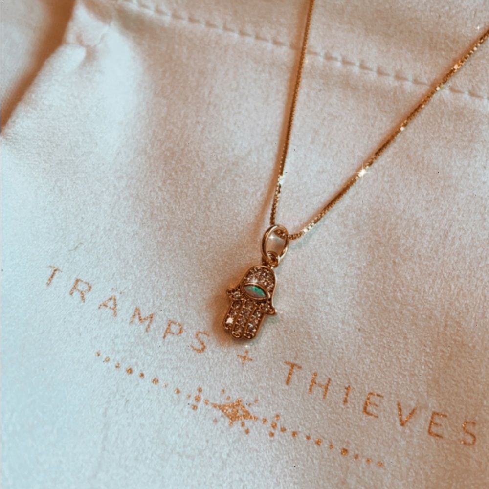 Opal Hamsa Necklace - Picture 4 of 6